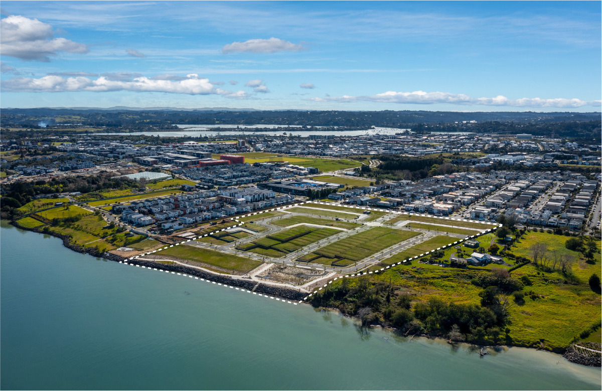 Native green corridor along the water at Scott Point