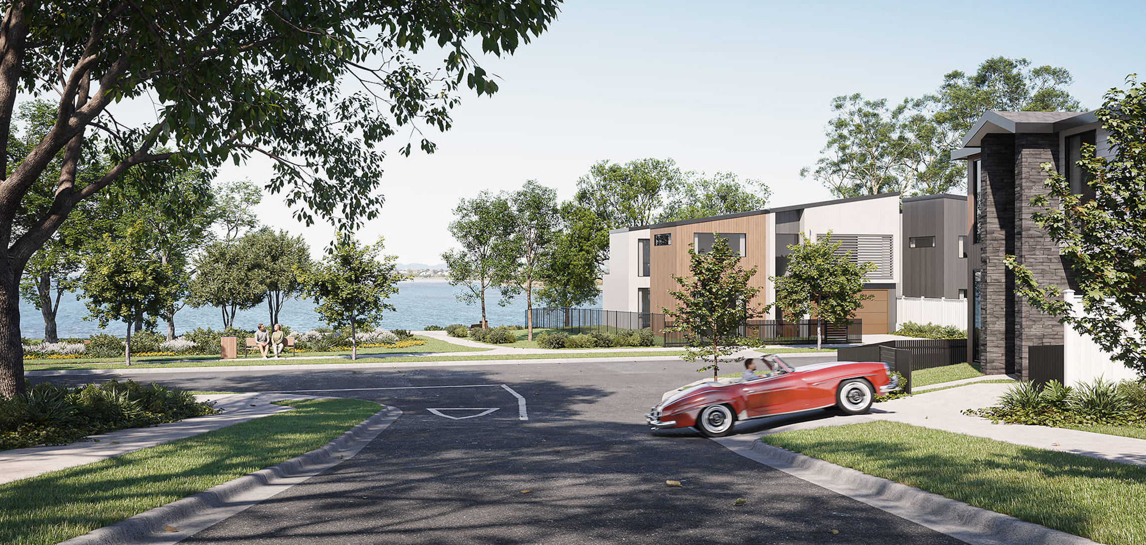 Streetscape render of the Scott Point Marina development
