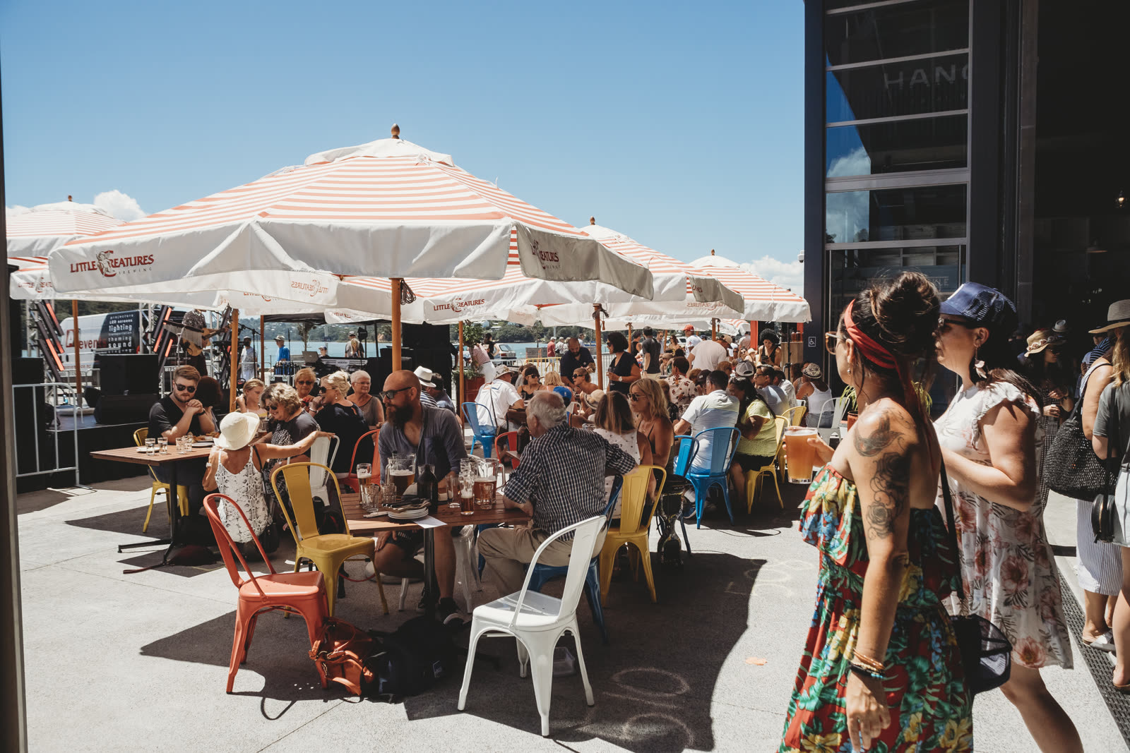 Crowds on the Little Creatures brewery terrace at Catalina Bay